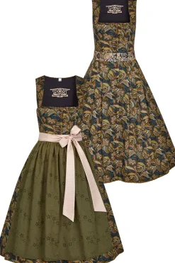 SPORTALM Dirndl*Dirndl mit Allover-Druck und Schürze mit Lochstickerei