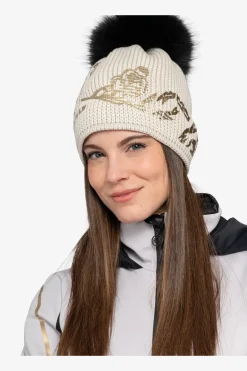Damen SPORTALM Accessoires Mit Pelz|Accessoires Mit Pelz*Grobstrickmütze mit Echtpelz-Bommel