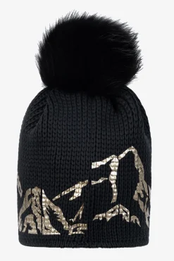 Damen SPORTALM Accessoires|Mützen / Kappen*Grobstrickmütze mit Echtpelz-Bommel