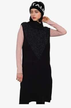 SPORTALM Strick*Ärmelloser Long-Pulli mit Stehkragen